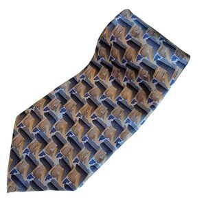 Cocktail Collection Silk Tie Mens Necktie Brown Blue Abstract Business USA Made